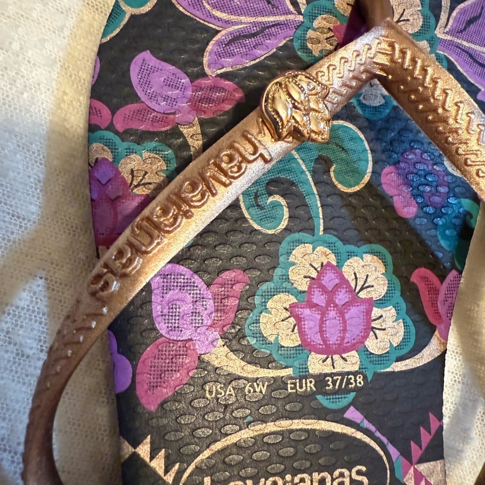 Havaianas New Vintage Flip flop circa 2012-2014 Boho floral Collector’s W sz 6 - Picture 3 of 4
